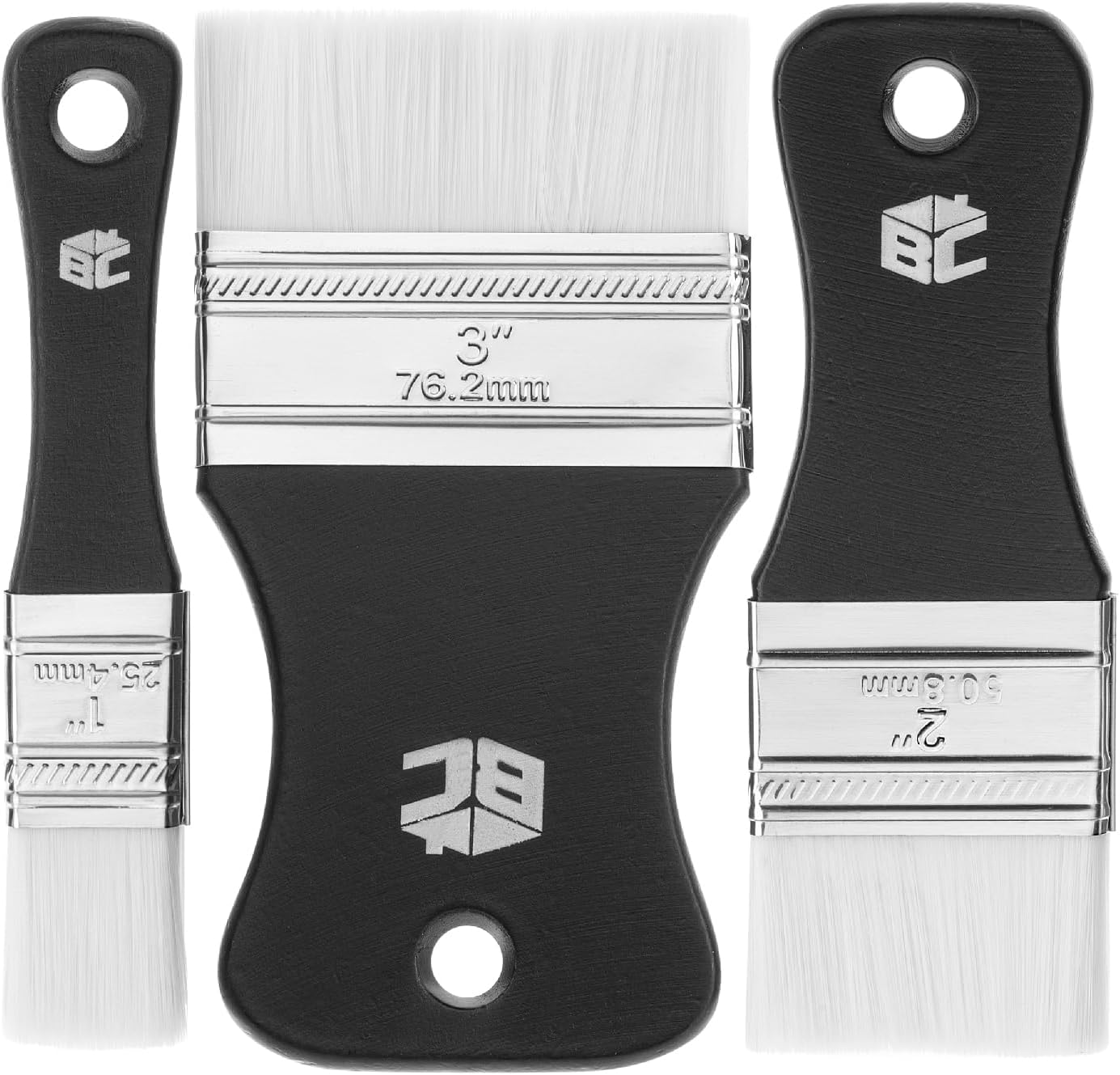 Brush Bristle Set - 3-Pack Flat Paddle Paint Brush Set,