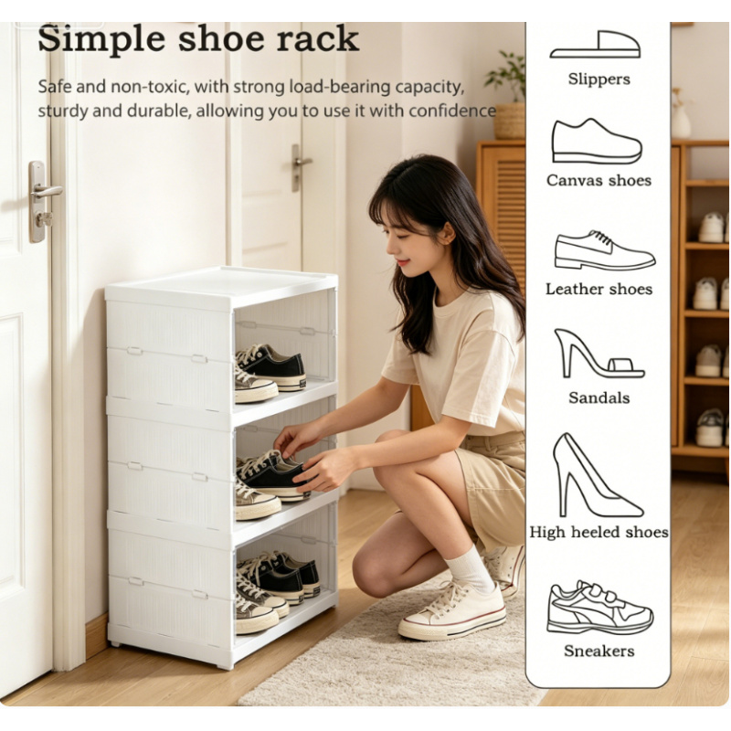 Shoe Box Display - Stackable Dustproof 3 Layers Foldable Sneaker
