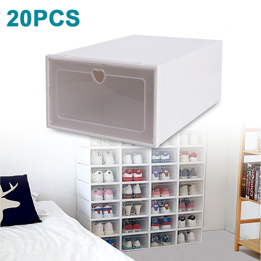 Shoe Box Display - Plastic Fold Shoe Boxes Stackable Shoes