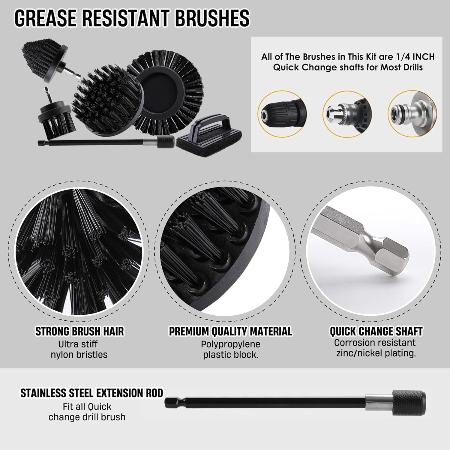 Drill Powered BBQ Grill Cleani - Brush Bristle Set recensione e prezzo